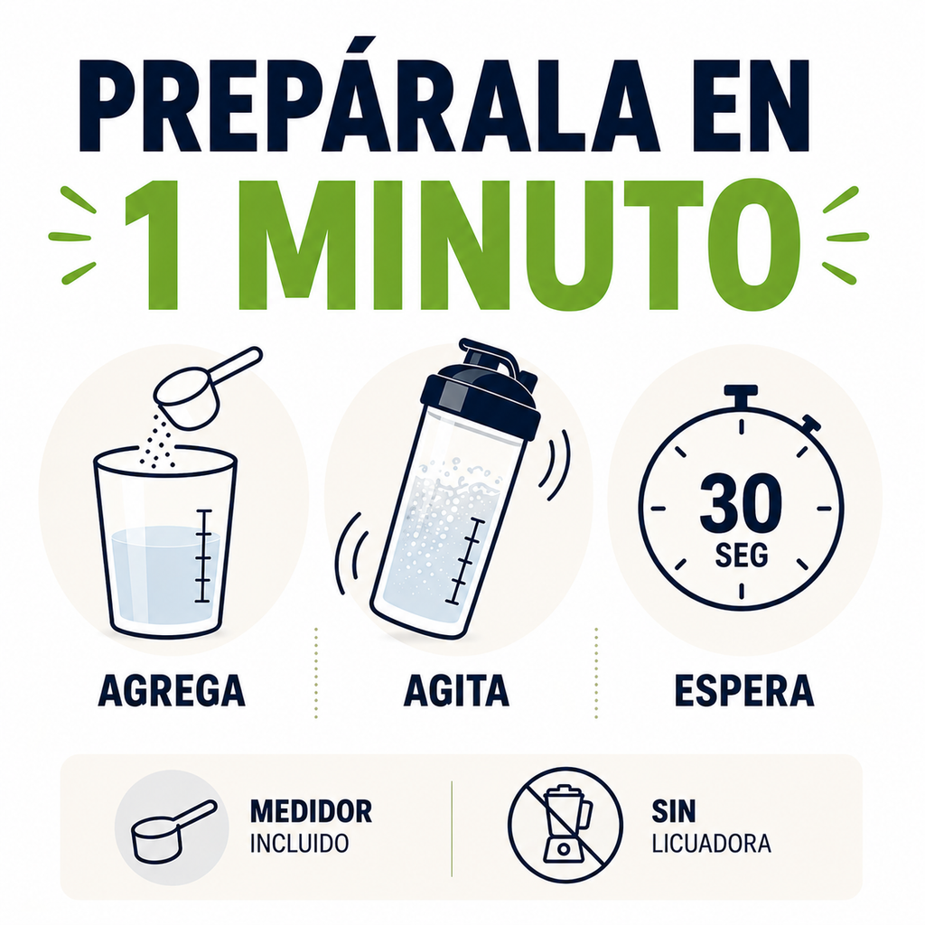 Cómo se prepara: 1 scoop en 300-400 ml de agua fría